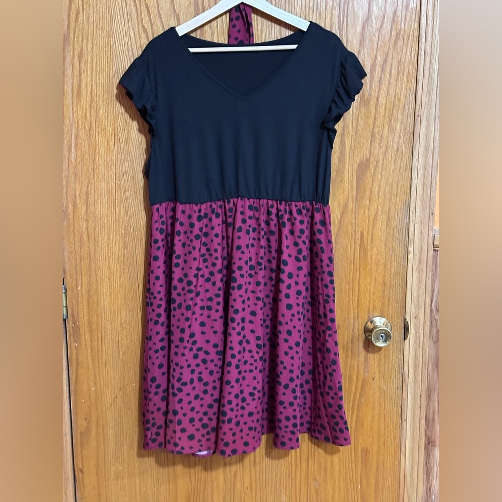Women‎ sz 2XL Black & Berry Spot Short Sleeve Dress